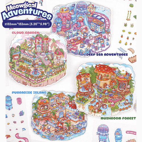 Meowgical Adventures - Stick n’ Scene 3D DIY Scene Stickers Therapy - DIYative™