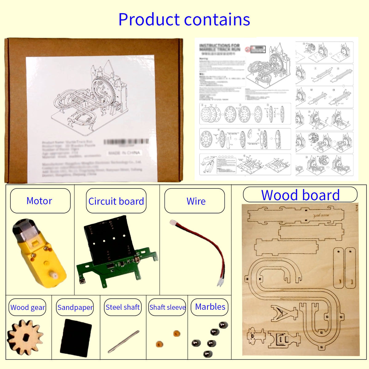 Music Park Electric 3D Wooden Castle Marble Run - DIYative™