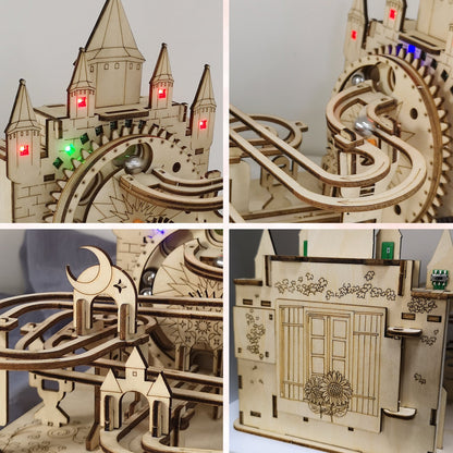 Music Park Electric 3D Wooden Castle Marble Run - DIYative™