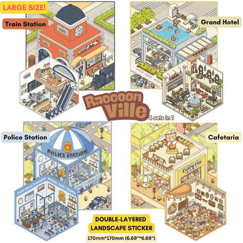 Raccoon Ville - Stick n’ Scene 3D DIY Scene Stickers Therapy - DIYative™