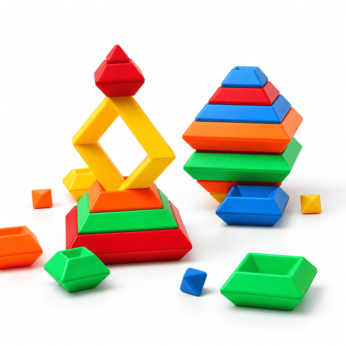 Rainbow Wooden Stacking Blocks Set - DIYative™