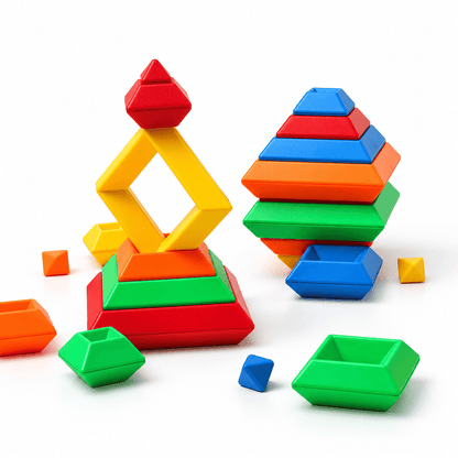 Rainbow Wooden Stacking Blocks Set - DIYative™
