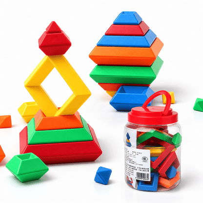 Rainbow Wooden Stacking Blocks Set - DIYative™