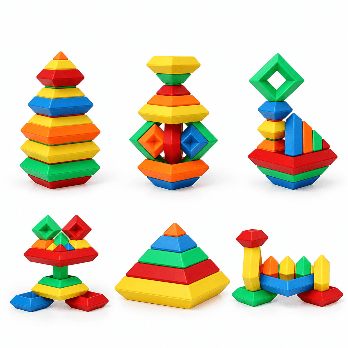 Rainbow Wooden Stacking Blocks Set - DIYative™