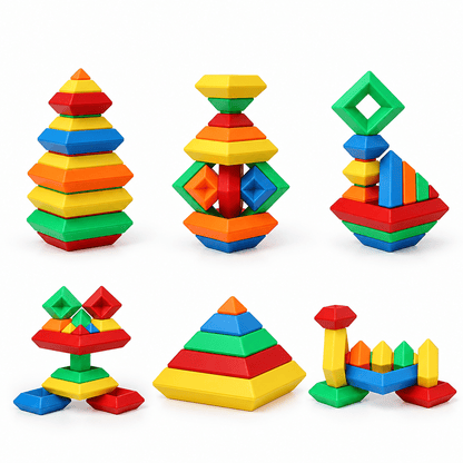 Rainbow Wooden Stacking Blocks Set - DIYative™