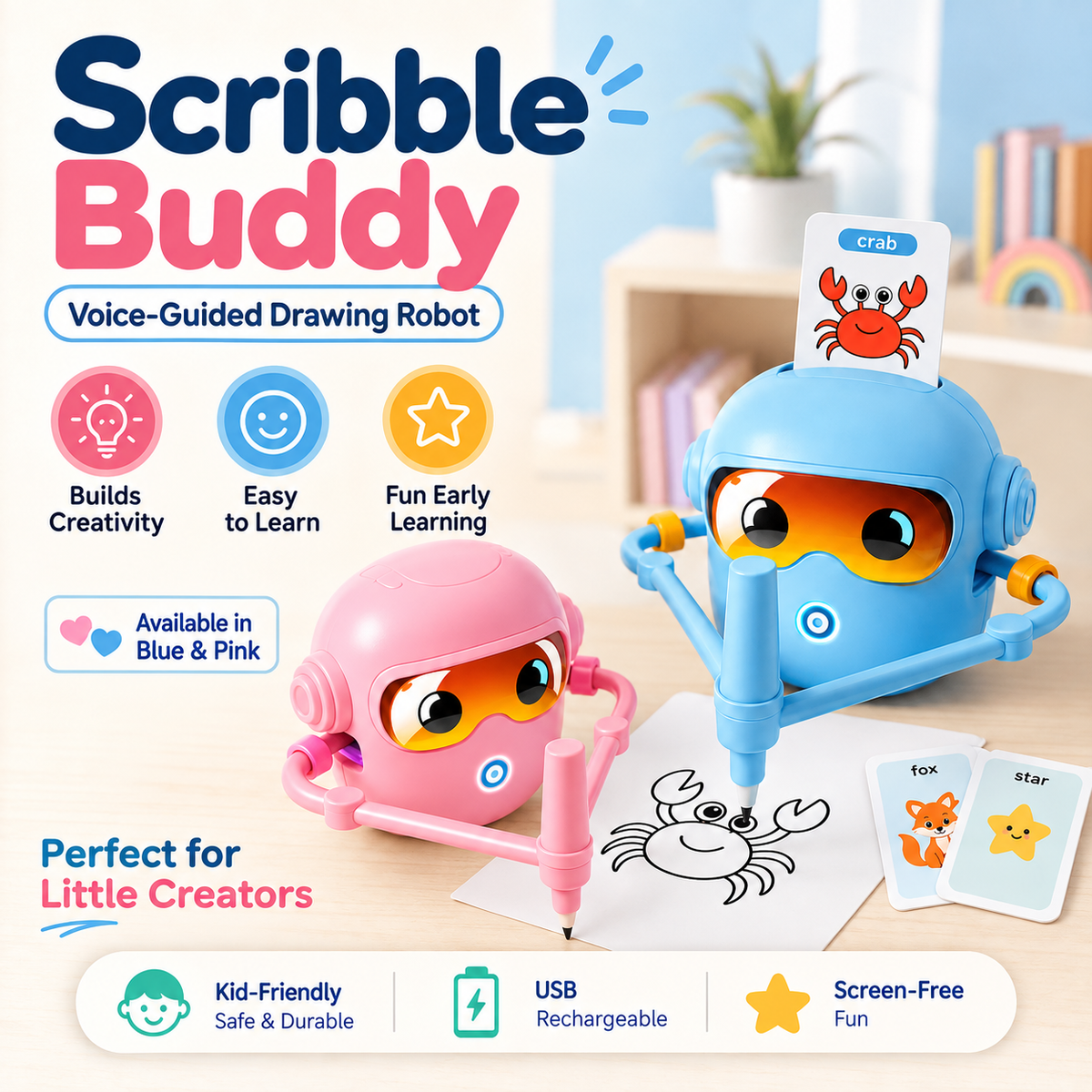 Scribble Buddy: The Voice-Guided Drawing Robot for Little Artists