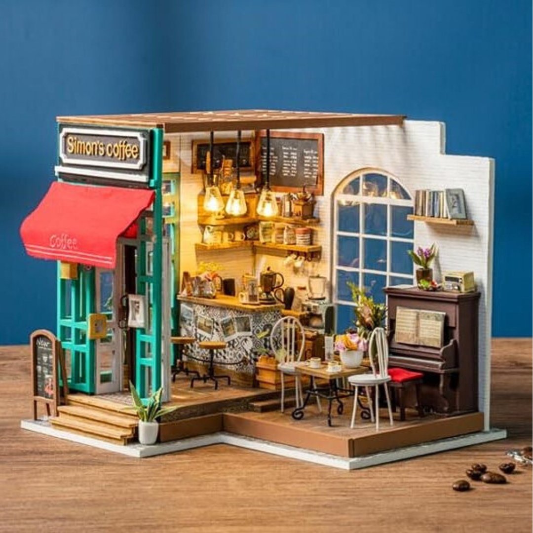 Simon's Coffee Shop DIY Miniature Dollhouse Kit - DIYative™