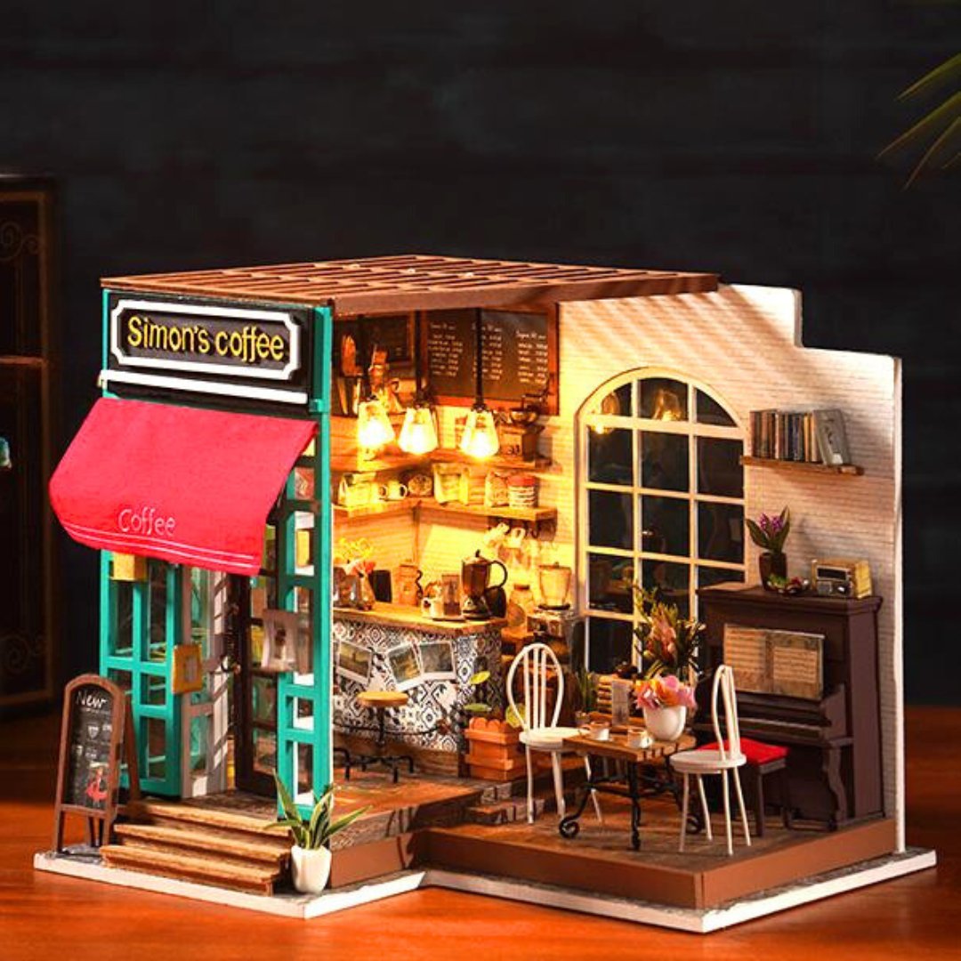 Simon's Coffee Shop DIY Miniature Dollhouse Kit - DIYative™