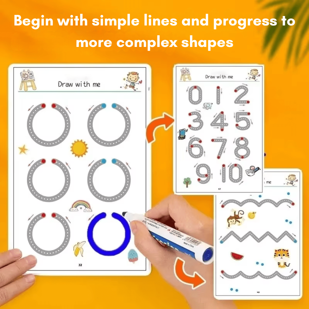 SmartLearn Kids Tracing Book: Erasable Montessori Practice for Numbers, Letters & Shapes - DIYative™