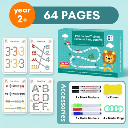 SmartLearn Kids Tracing Book: Erasable Montessori Practice for Numbers, Letters & Shapes - DIYative™