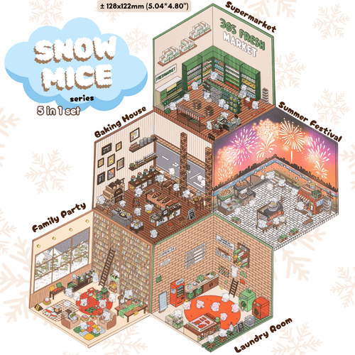 Snow Mice - Stick n’ Scene 3D DIY Scene Stickers Therapy - DIYative™