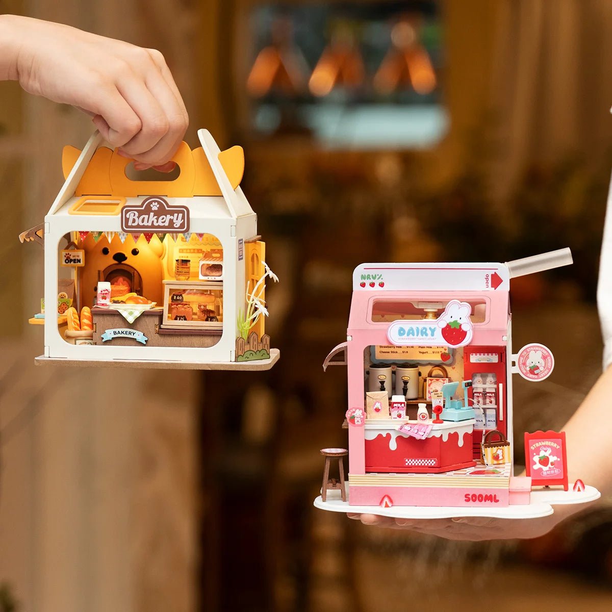 Strawberry Milk Box - Food Box Shop DIY Miniature House Kit - DIYative™