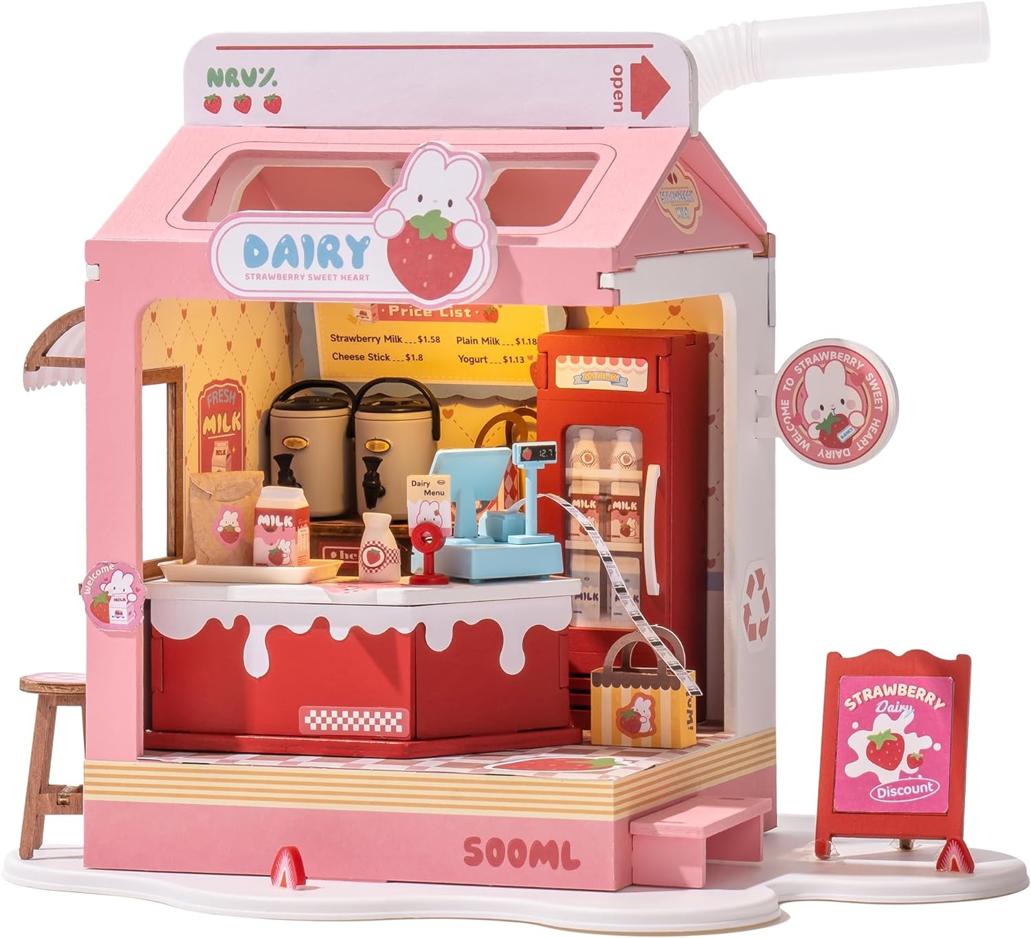 Strawberry Milk Box - Food Box Shop DIY Miniature House Kit - DIYative™