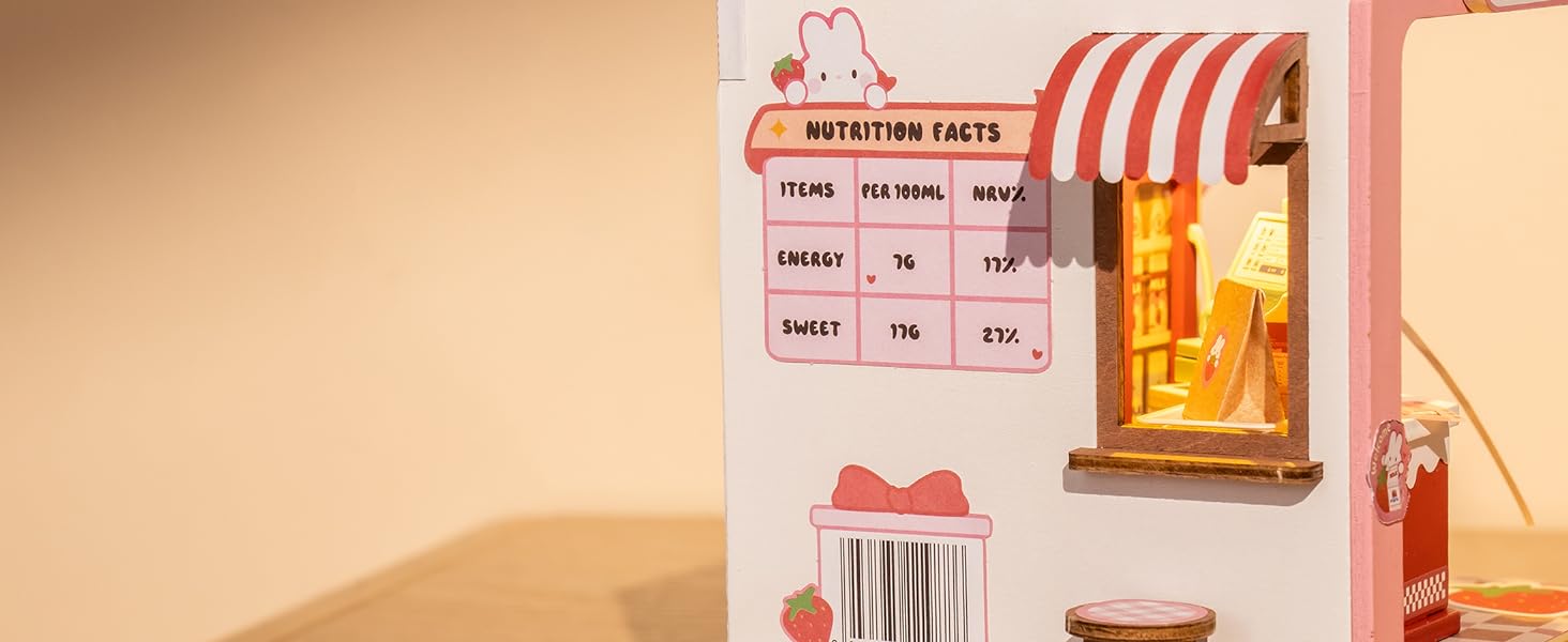 Strawberry Milk Box - Food Box Shop DIY Miniature House Kit - DIYative™