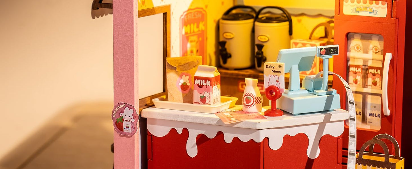 Strawberry Milk Box - Food Box Shop DIY Miniature House Kit - DIYative™