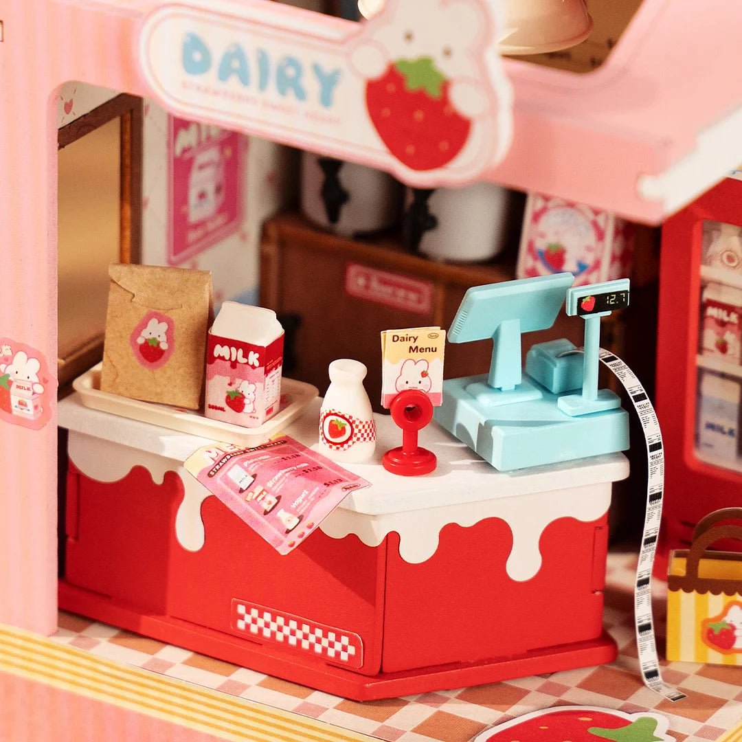 Strawberry Milk Box - Food Box Shop DIY Miniature House Kit - DIYative™