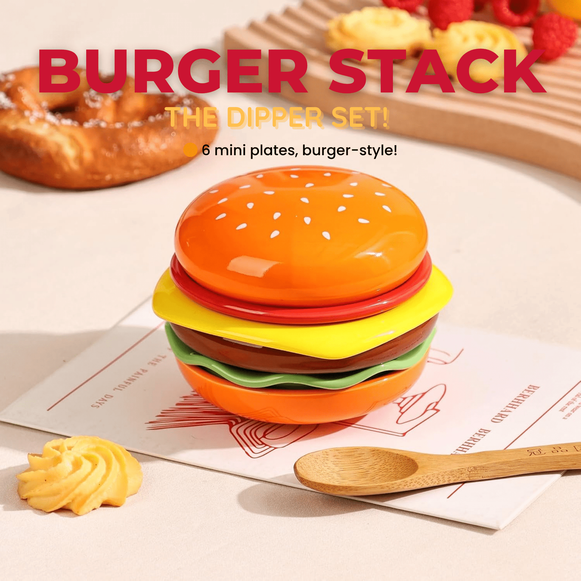 油彩『Burger Set』 the-burger-stack-collection-