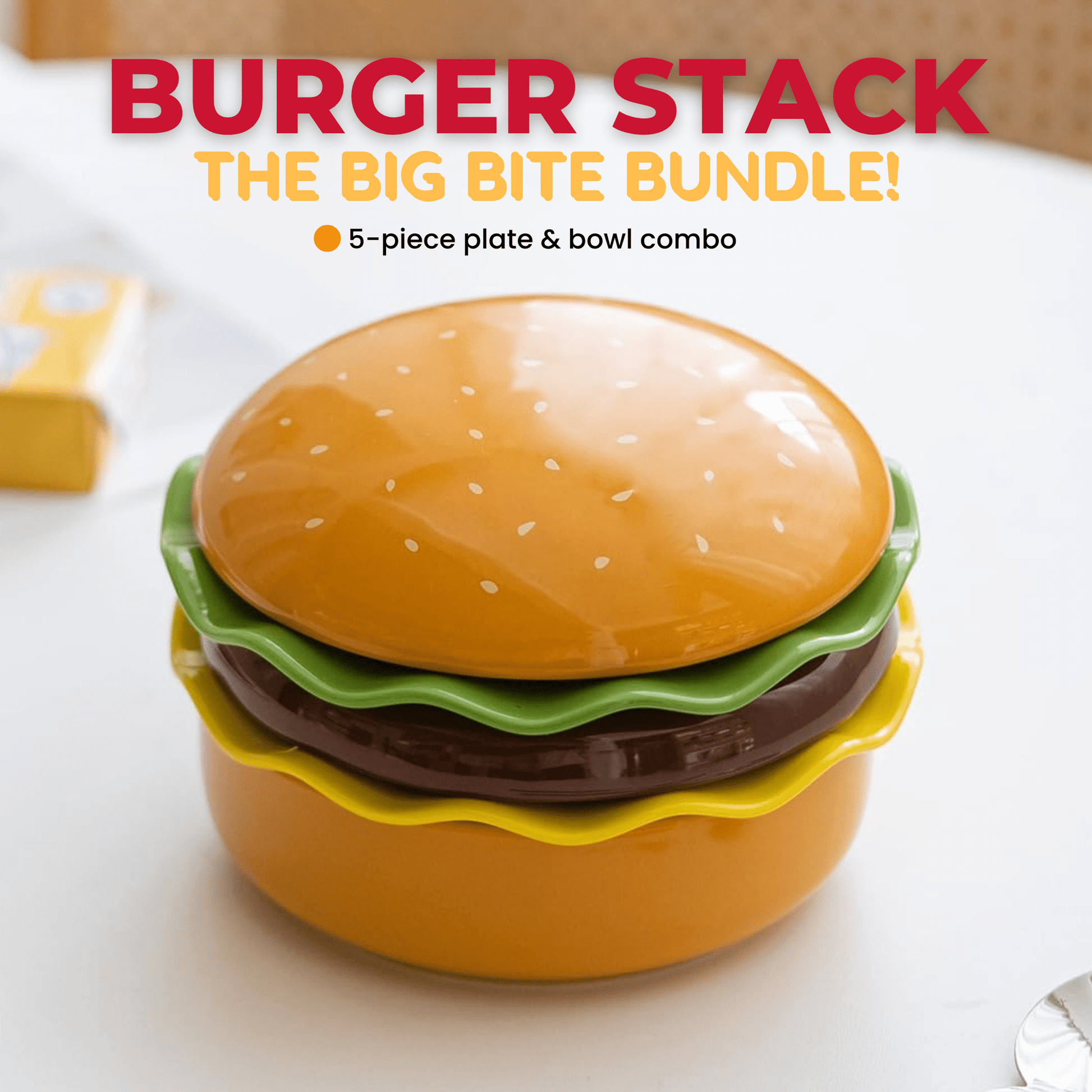 The Burger Stack Collection: Playful Ceramic Sets That Stack into a Perfect Burger - DIYative™
