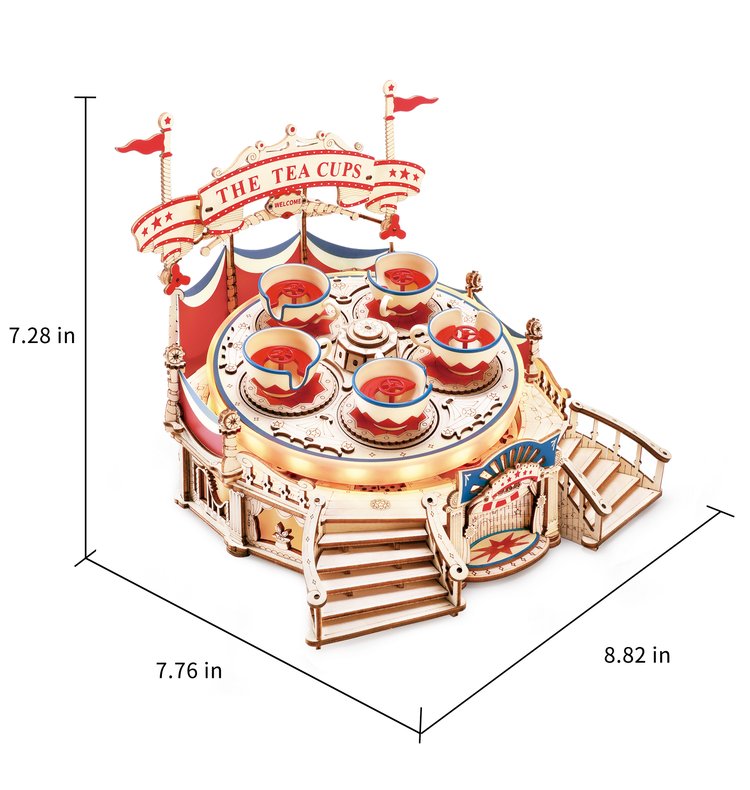 Tilt-A-Whirl Spinning Cups DIY Music Box 3D Wooden Puzzle - DIYative™