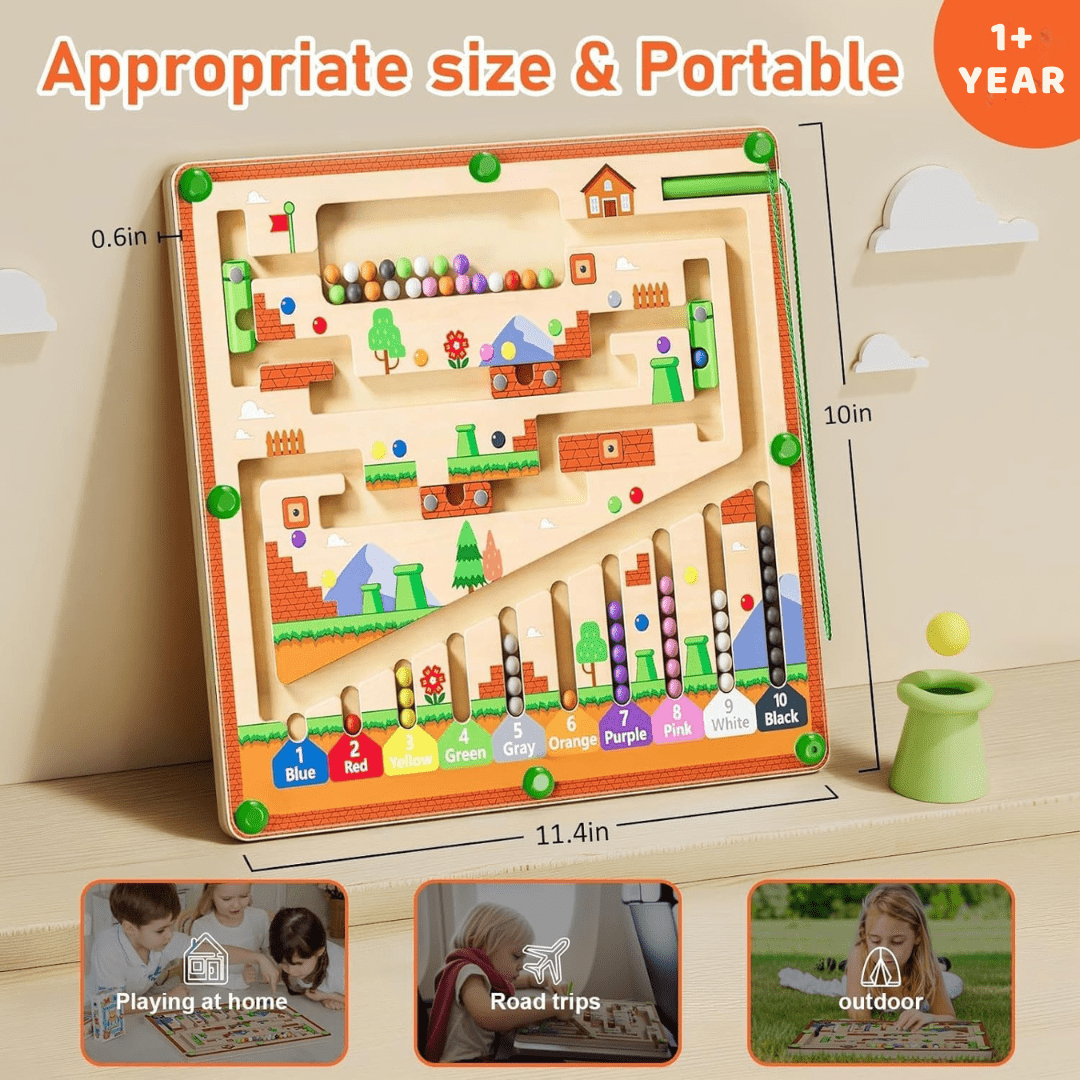 TinkerTots™ Montessori Magnetic Maze – 3 Smart Worlds of Hands - On Learning - DIYative™