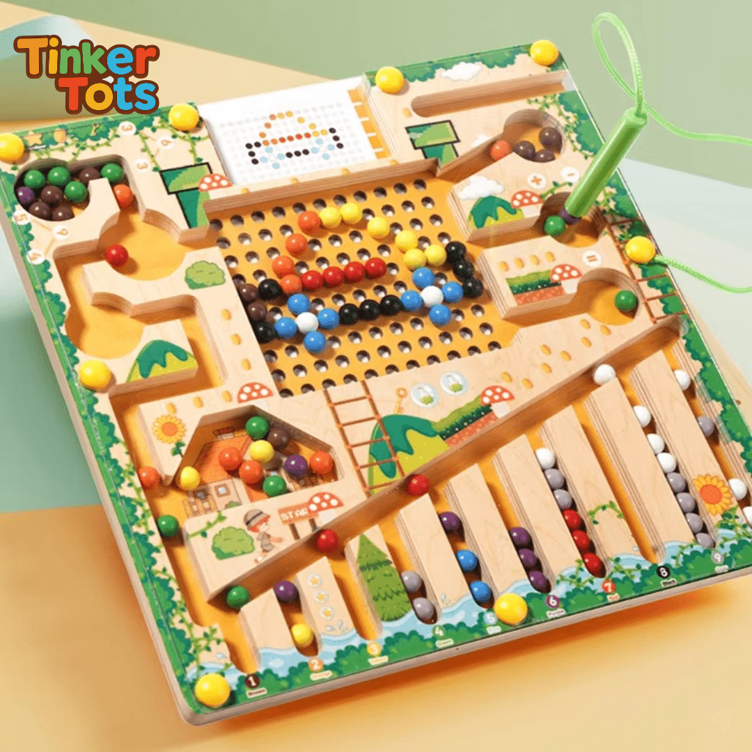 TinkerTots™ Montessori Magnetic Maze – 3 Smart Worlds of Hands - On Learning - DIYative™