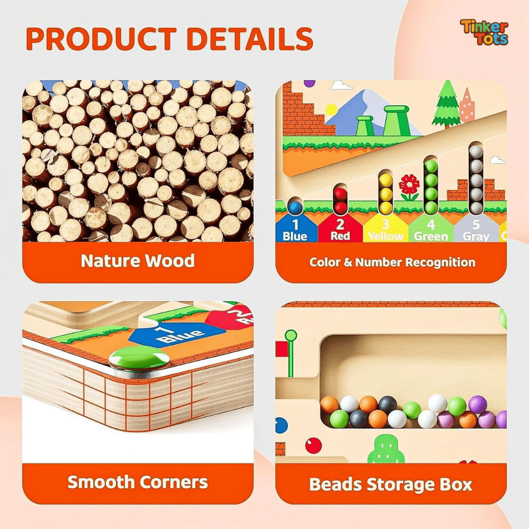 TinkerTots™ Montessori Magnetic Maze – 3 Smart Worlds of Hands - On Learning - DIYative™