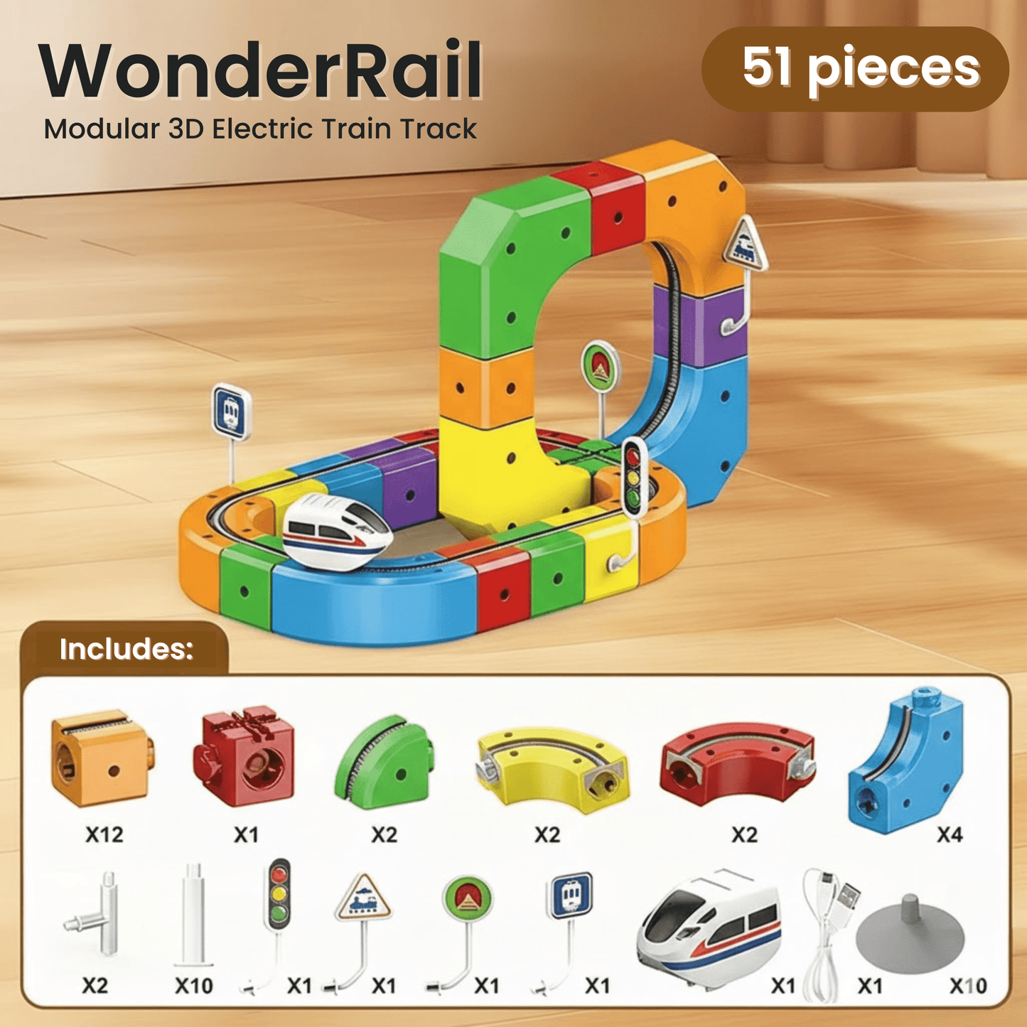 WonderRail™: The Modular 3D Train Track for Curious Little Builders - DIYative™