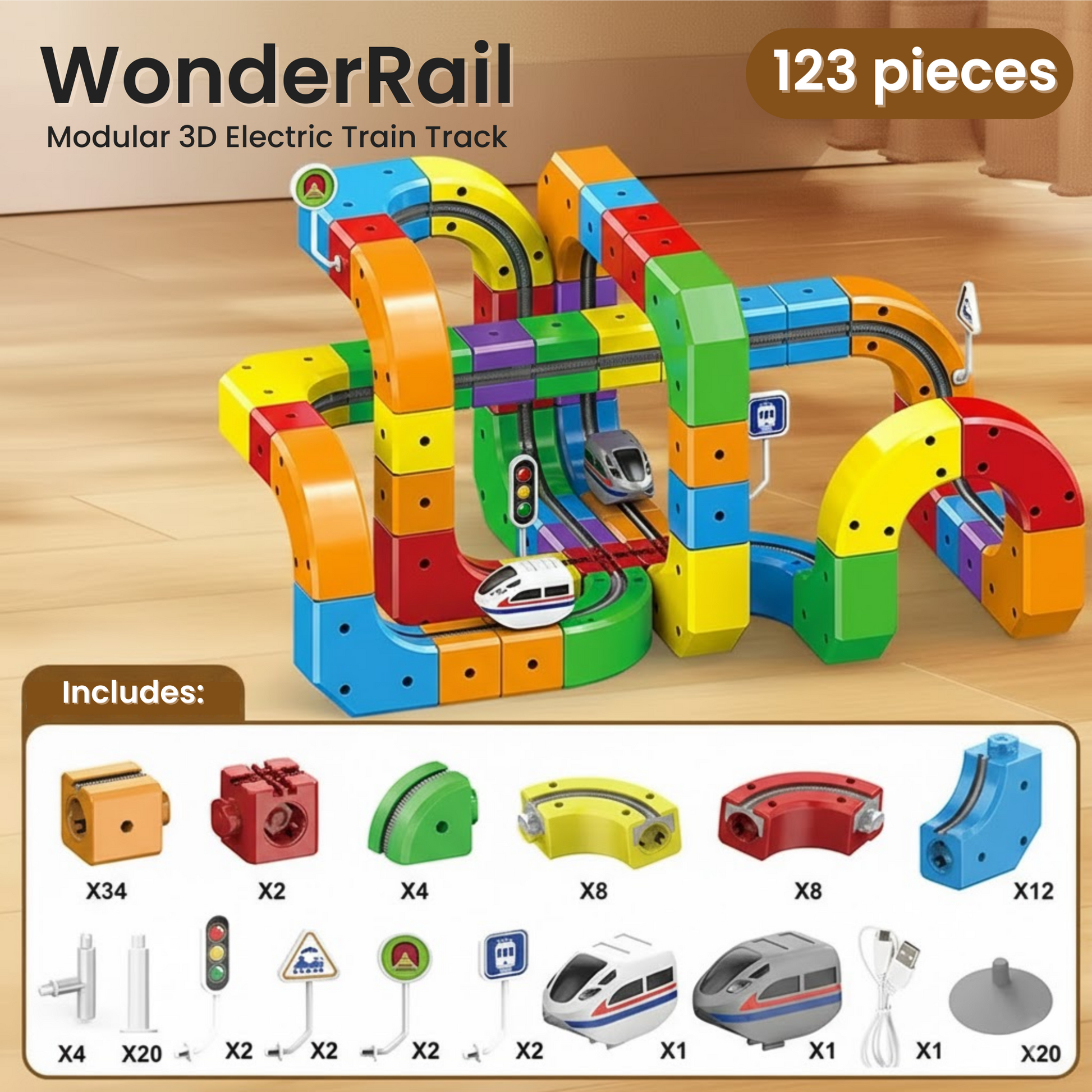 WonderRail™: The Modular 3D Train Track for Curious Little Builders - DIYative™