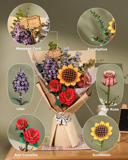 Wooden Flower Bouquet DIY 3D Puzzle - DIYative™