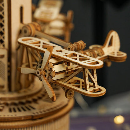 Airplane Control Tower Mechanical Music Box 3D Wooden Puzzle - DIYative™