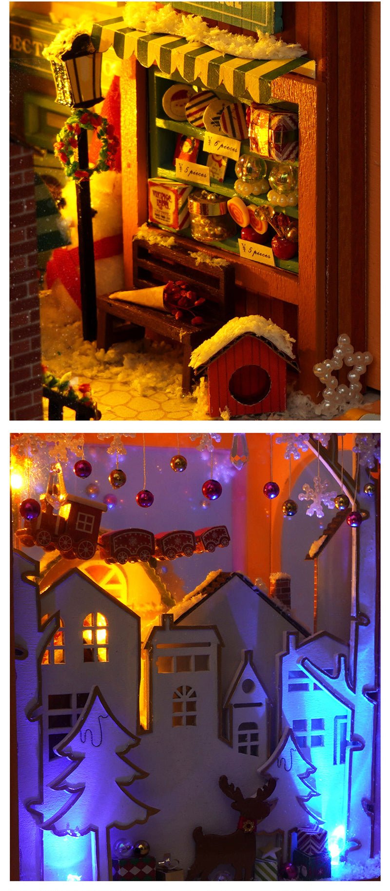 Christmas Ornaments DIY Christmas Book Nook Kit with LED Lights 3D Creative  Home Decor Bookshelf Ornaments – the best products in the Joom Geek online  store