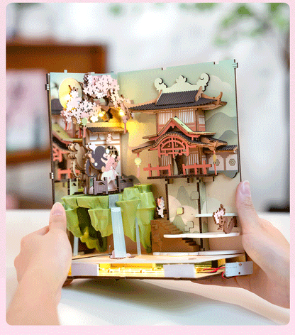 Falling Sakura DIY Book Nook 3D Wooden Puzzle - DIYative™