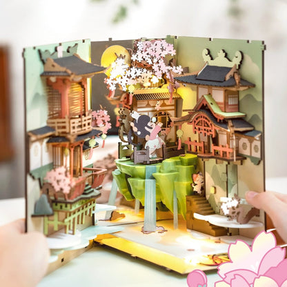 Falling Sakura DIY Book Nook 3D Wooden Puzzle - DIYative™