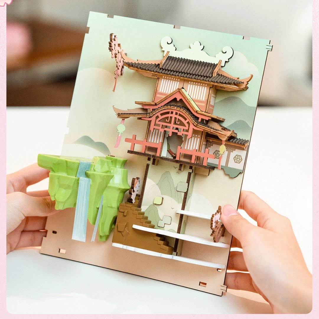 Falling Sakura DIY Book Nook 3D Wooden Puzzle - DIYative™