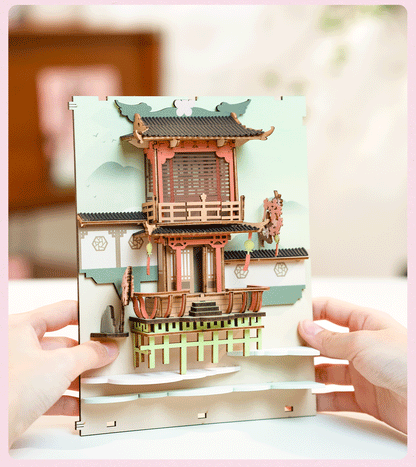 Falling Sakura DIY Book Nook 3D Wooden Puzzle - DIYative™