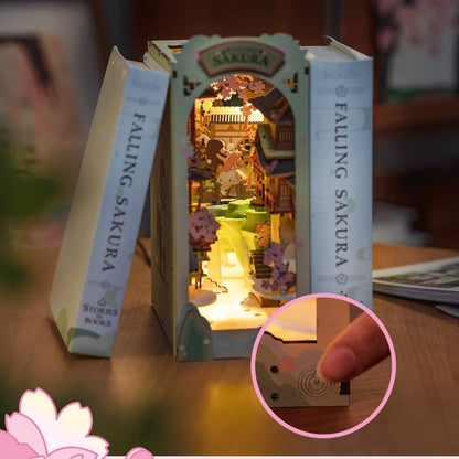 Falling Sakura DIY Book Nook 3D Wooden Puzzle - DIYative™