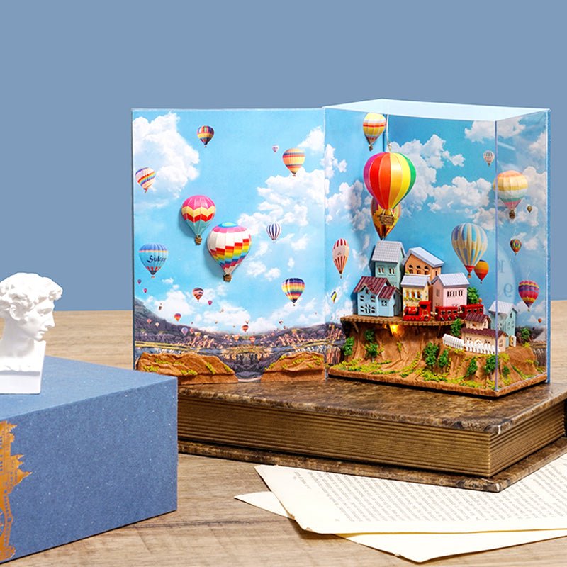 Hot Air Balloon & Journal of Venice Book Nook 3D Wooden Puzzle - DIYative™
