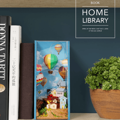 Hot Air Balloon & Journal of Venice Book Nook 3D Wooden Puzzle - DIYative™