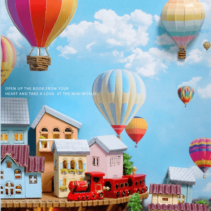 Hot Air Balloon & Journal of Venice Book Nook 3D Wooden Puzzle - DIYative™