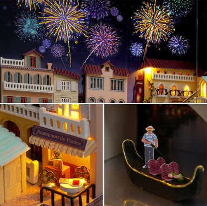 Hot Air Balloon & Journal of Venice Book Nook 3D Wooden Puzzle - DIYative™