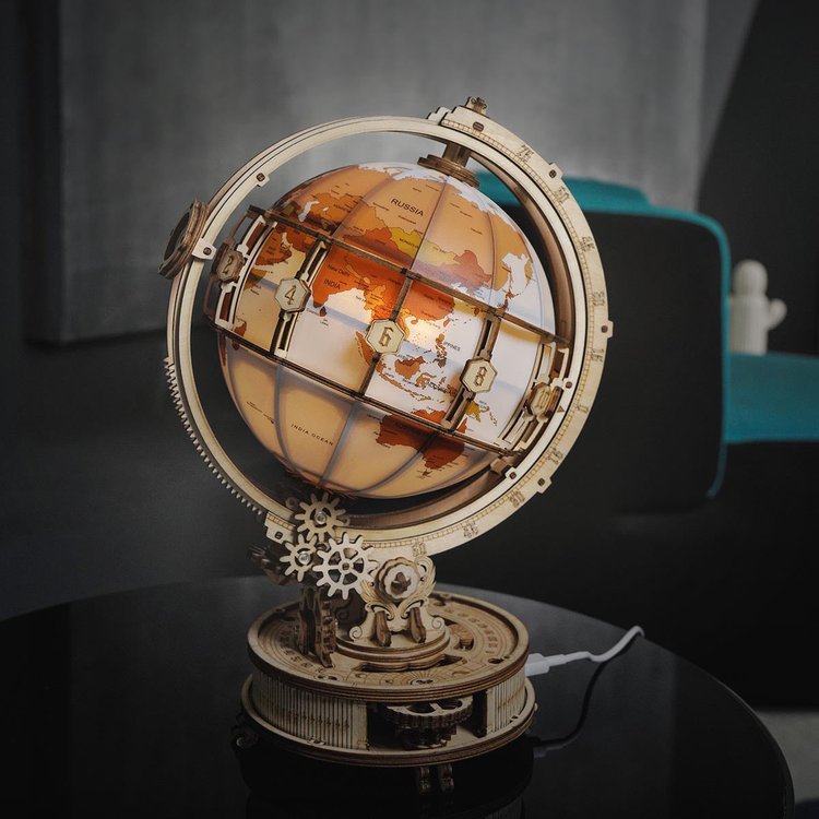 Luminous 3D Magnifying Globe Wooden Puzzle - DIYative™