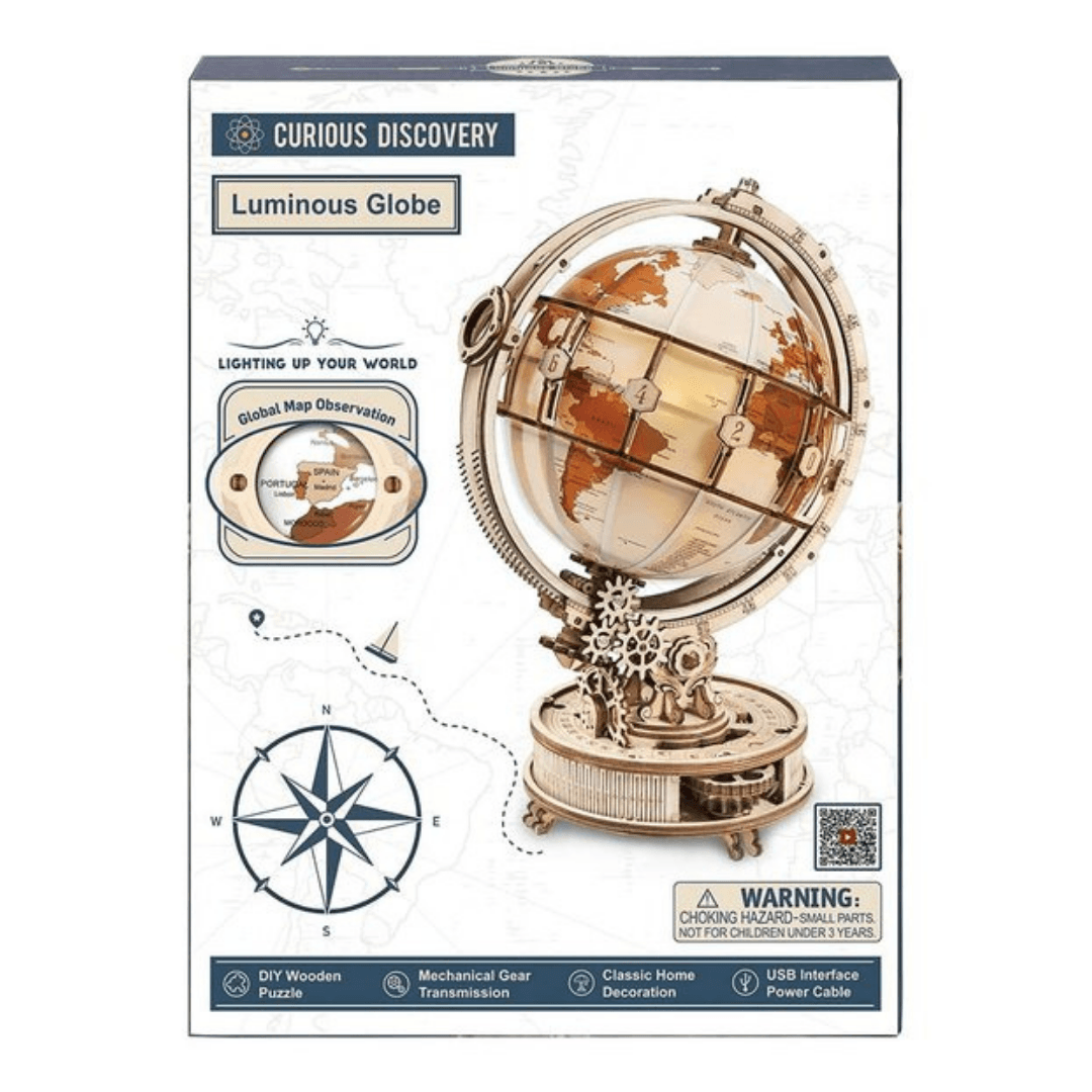 Luminous 3D Magnifying Globe Wooden Puzzle - DIYative™