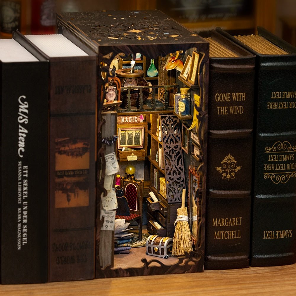 Diy Wooden Magic House Book Nook Shelf Insert Kits Miniature Saint