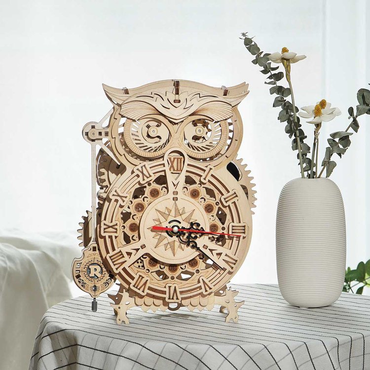 OWL Clock Mechanical Gear 3D Wooden Puzzle - DIYative™