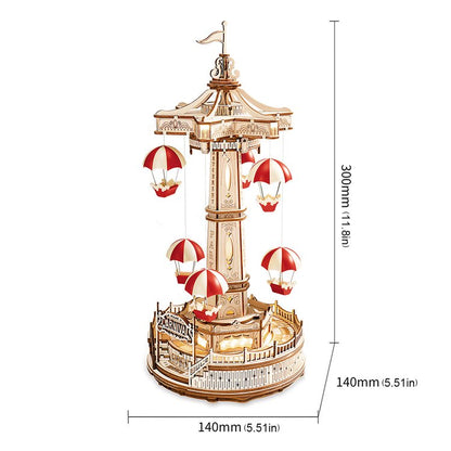 Parachute Tower Music Box 3D Wooden Puzzle - DIYative™