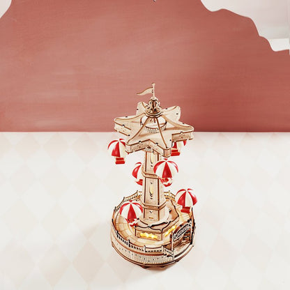 Parachute Tower Music Box 3D Wooden Puzzle - DIYative™