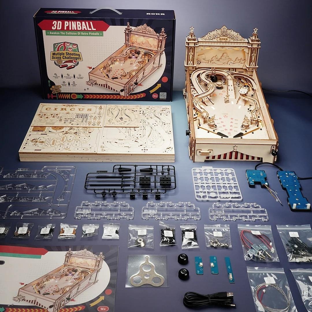 Pinball Machine 3D Wooden Puzzle Kit – DIYative™