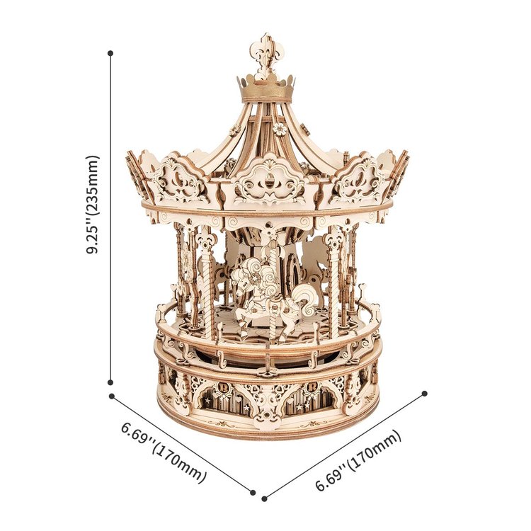 Romantic Carousel Mechanical Music Box 3D Wooden Puzzle - DIYative™