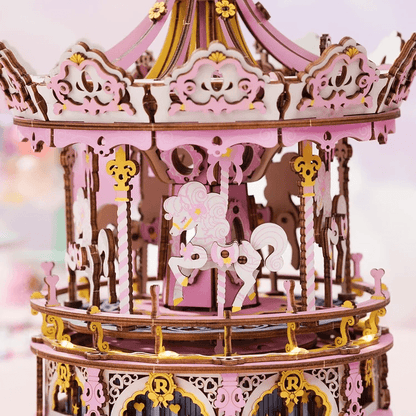 Romantic Carousel Mechanical Music Box 3D Wooden Puzzle - DIYative™