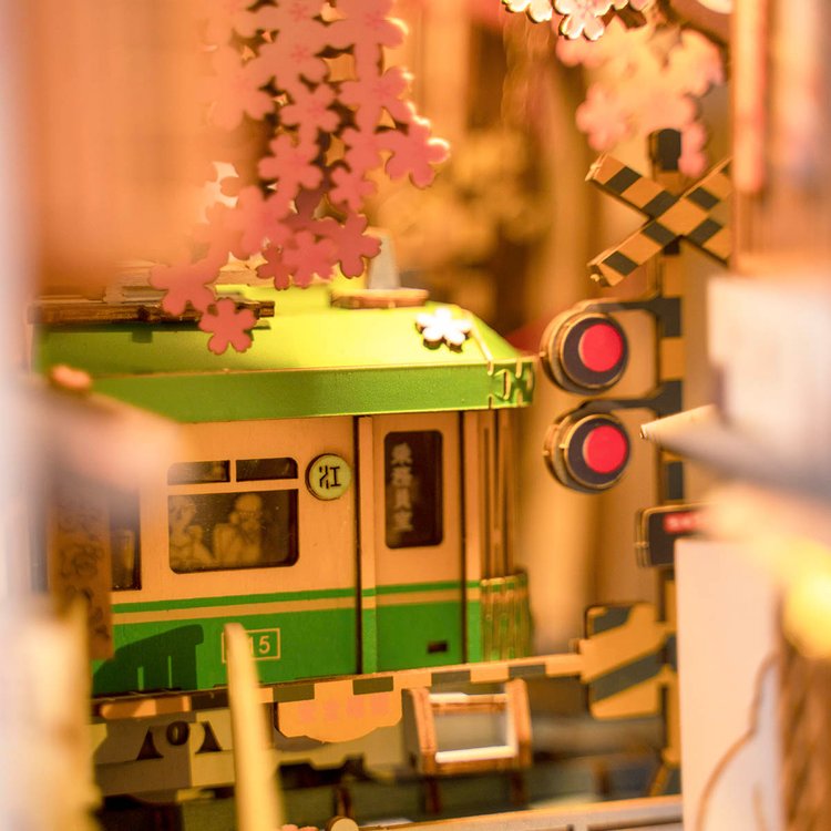 Rolife Sakura Densya DIY Book Nook Stories Wooden Miniature Doll House for  Gift